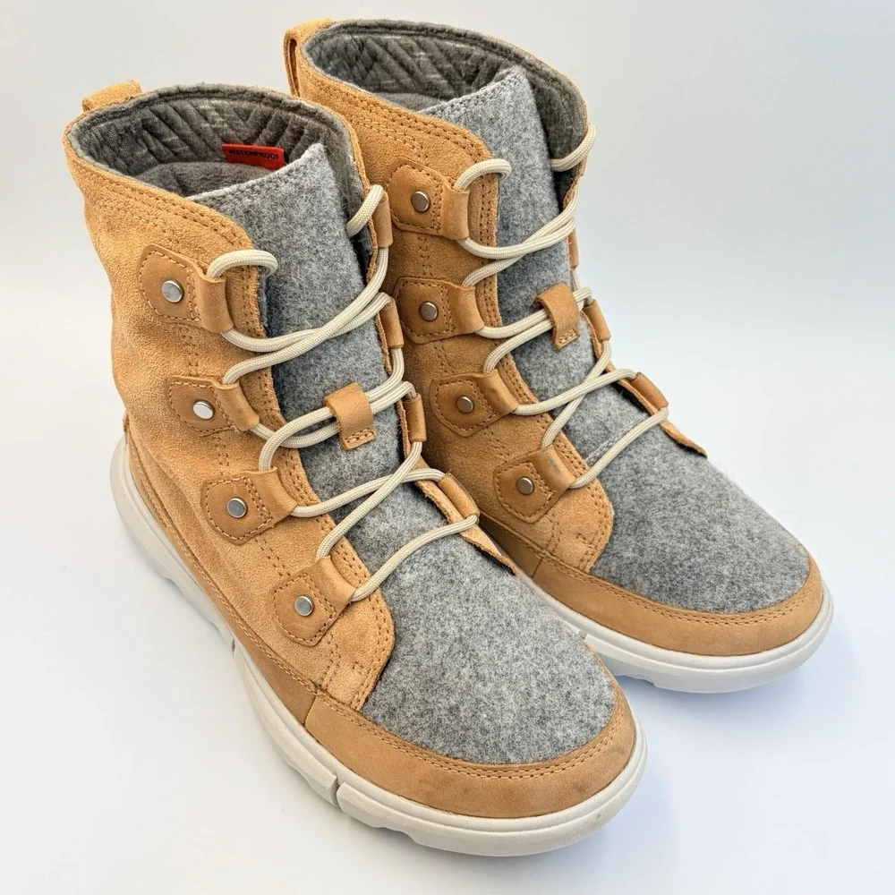 Sorel Explorer II Joan Felt NL4460-253 Women's Size 7.5 Camel Waterproof Boots